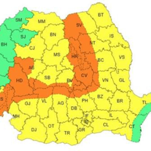 Avertizări de Cod galben și Cod portocaliu de ploi emise de ANM