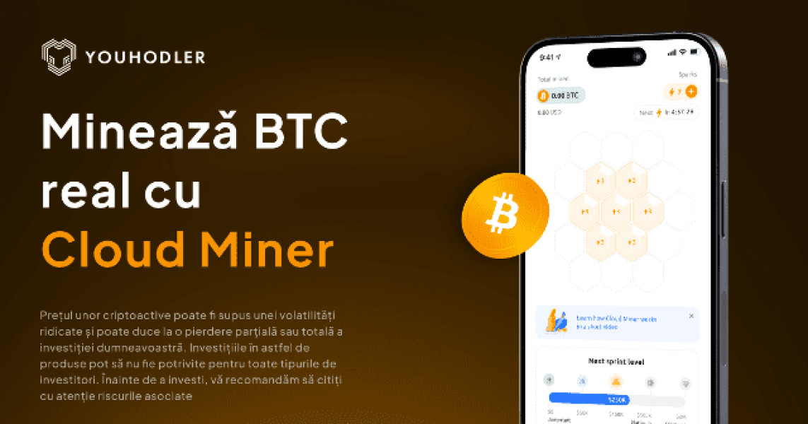 YouHodler lansează Cloud Miner, o soluție simplificată pentru mineritul de Bitcoin