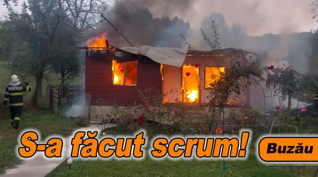 Incendiu devastator în satul Valea Largă, casa a ars complet