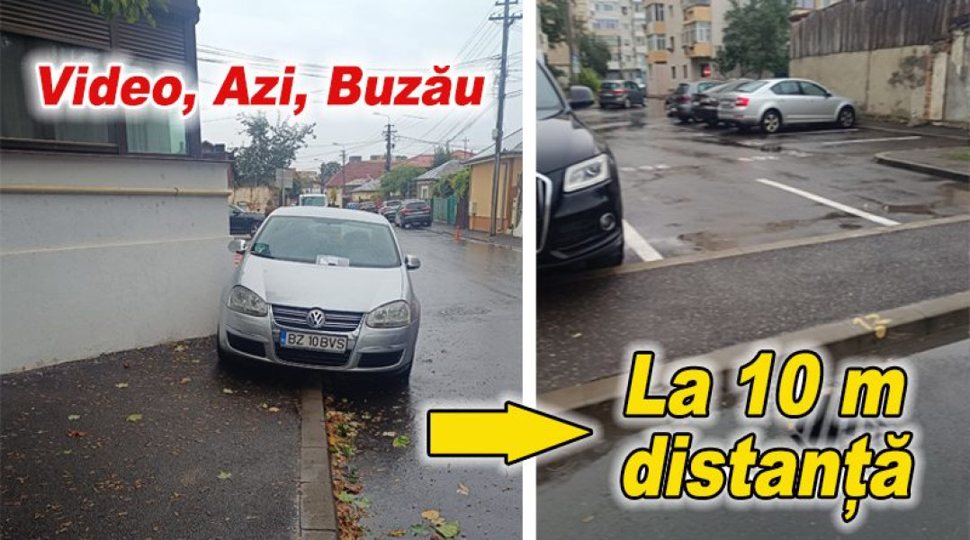 Un buzoian filmat după ce și-a parcat mașina pe trotuar, ignorând locurile libere