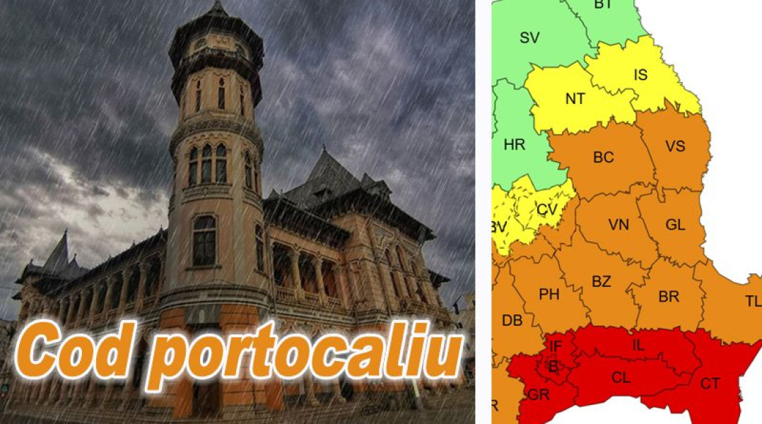 Cod portocaliu de ploi emis pentru județul Buzău de ANM