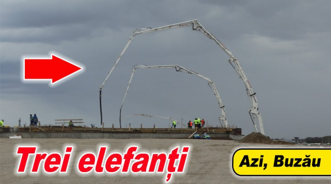 Se toarnă beton pentru noul pod de pe autostrada Buzău-București