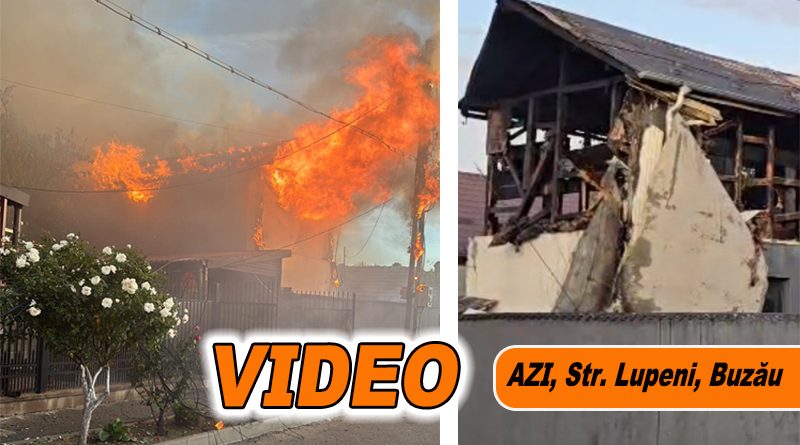 Incendiu puternic distruge etajul unei case pe strada Lupeni din Buzău