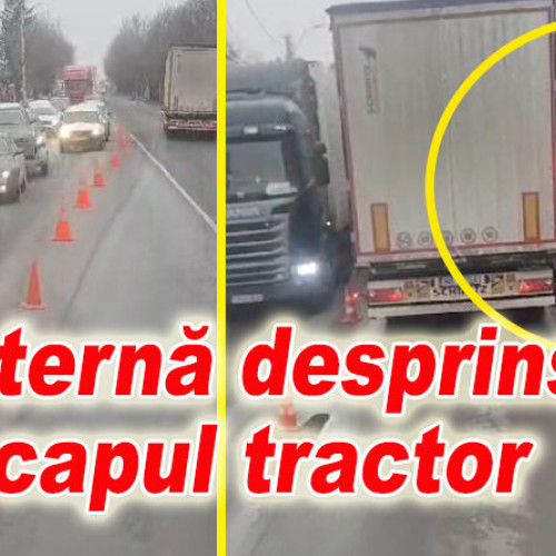 Autocisterna plină cu bitum a provocat un incident grav pe E85. Circulația afectată în zonă. Traficul se reînnoiește doar pe o bandă: Macara necesară pentru rezolvarea situației. Speriați cei întâi, toți așteaptă drumul european eliberat.